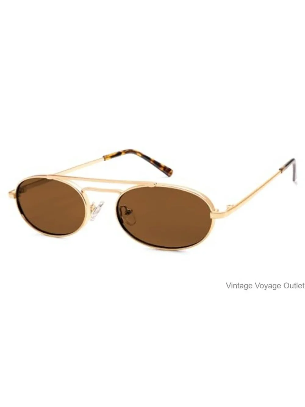 Retro Oval Sunglasses 90S Narrow Vintage Double Bridge